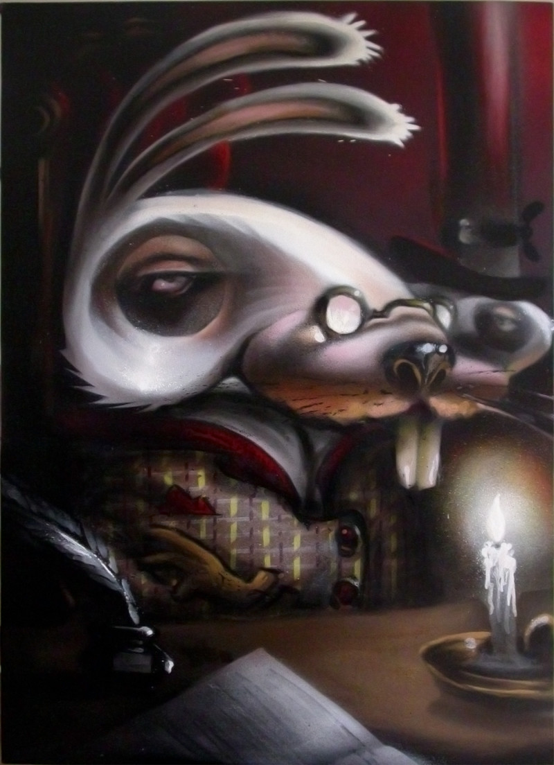 6- 2009 "mr. white" 50x70 spray on canvas bassa